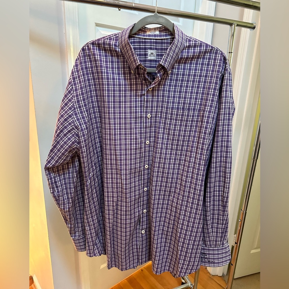 Peter Millar Long Sleeve Button Down Shirt Men’s Size XL Purple Plaid